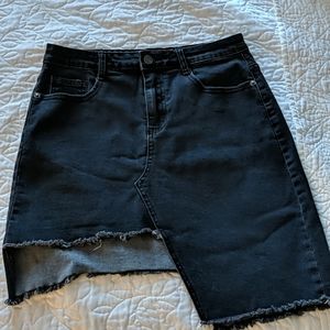 Asymmetrical denim mini skirt